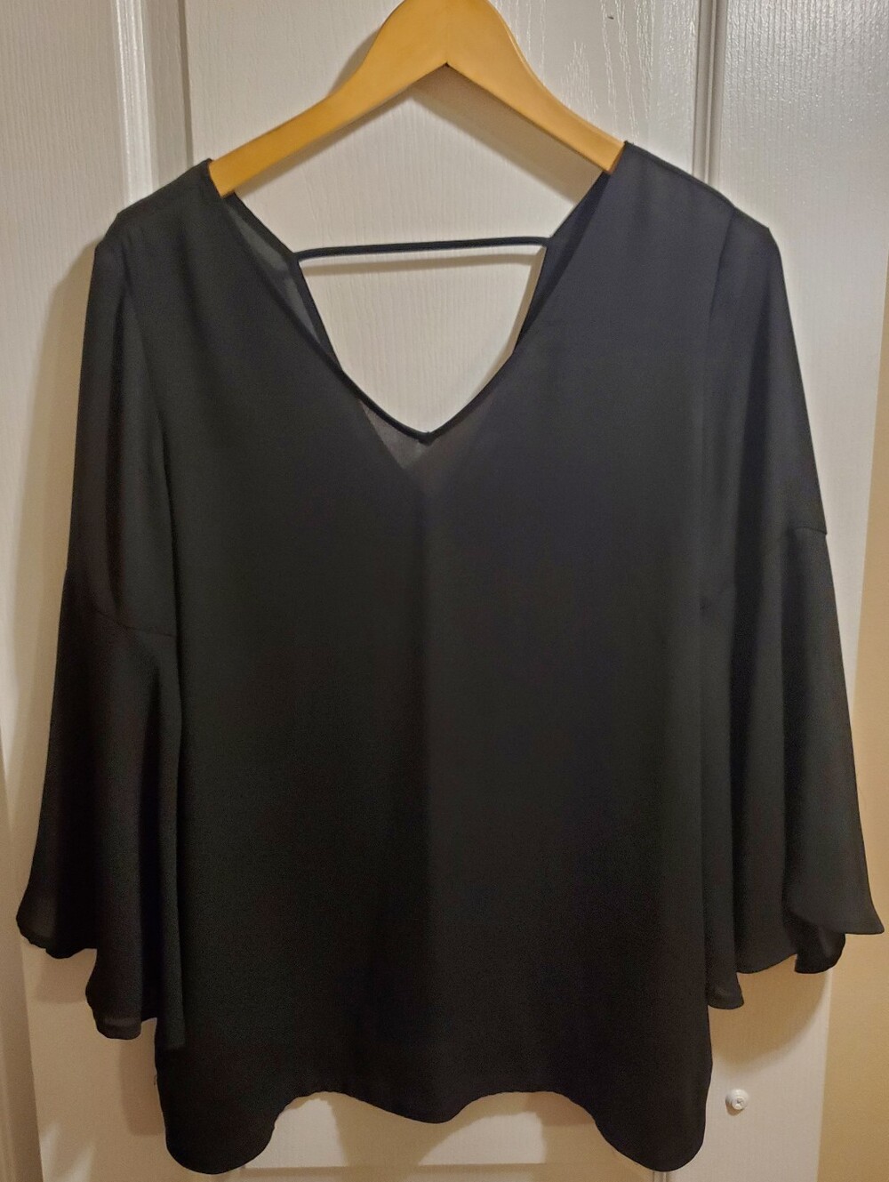 Tristan Black V-Neck Blouse with Back Strap